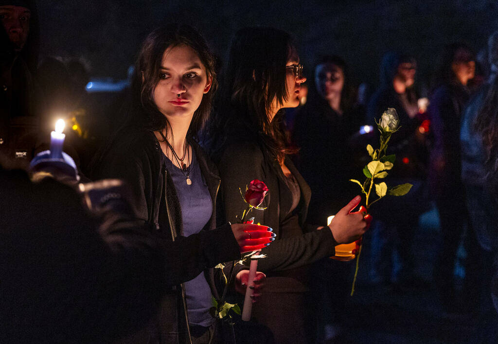 Family and friends gather during a vigil for Jennaleah Hin, 17, who was found dead on Jan. 5, 2 ...