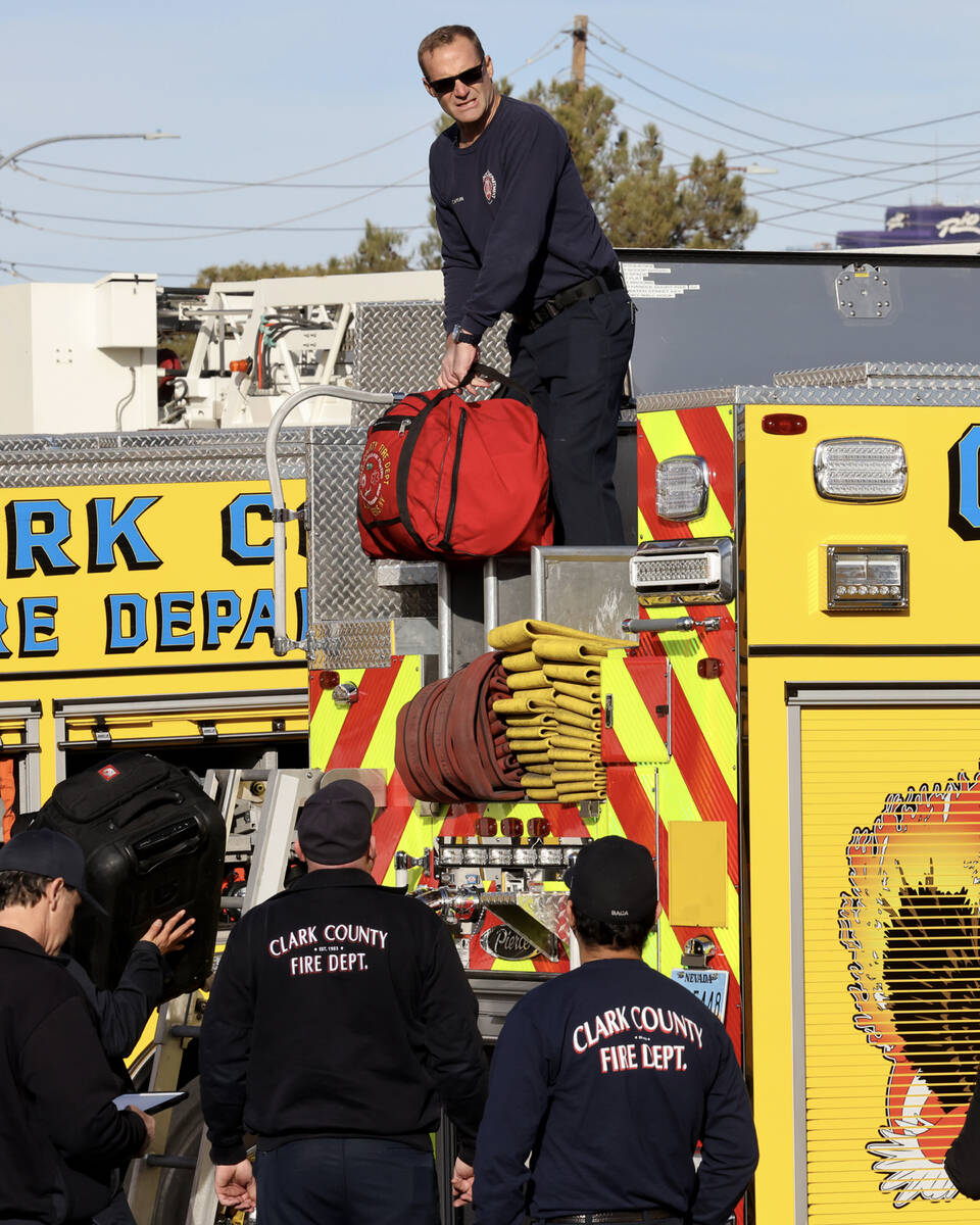 Firefighters from Clark County Fire Department, Las Vegas Fire and Rescue and Henderson Fire De ...