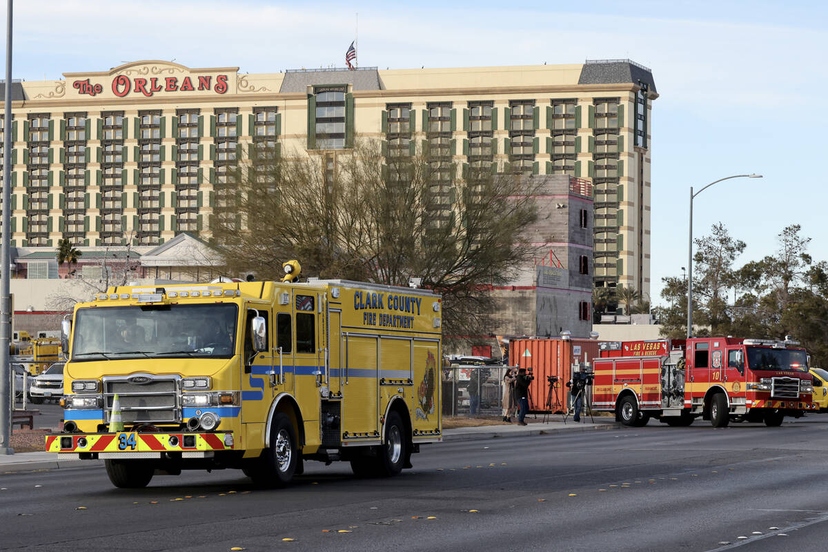 Firefighters from Clark County Fire Department, Las Vegas Fire and Rescue and Henderson Fire De ...