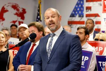 Clark County Republican Party Chairman Jesse Law speaks during a press conference hosted by the ...