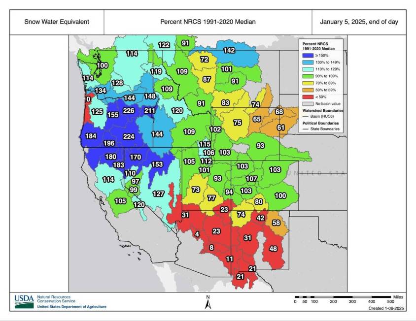 The latest national update shows how the West is faring this year overall when it comes to snow ...