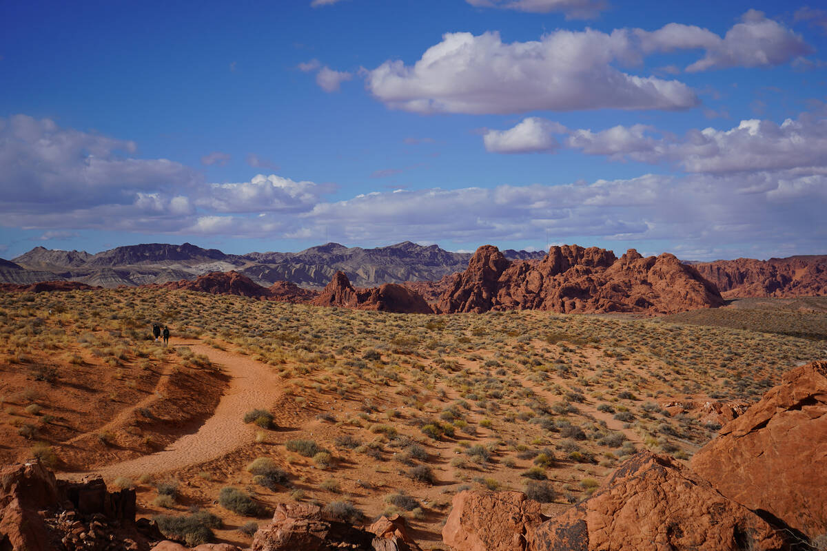 The Fire Wave trail is a popular path at Valley of Fire State Park, where striped sandstone hil ...