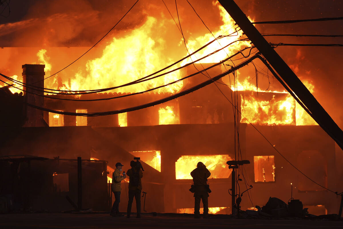 Beach front homes are destroyed by the Palisades Fire Wednesday, Jan. 8, 2025 in Malibu, Calif. ...