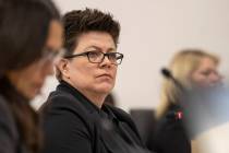 Chief Strategy Officer Kellie Kowal-Paul listens during a Clark County School District board me ...