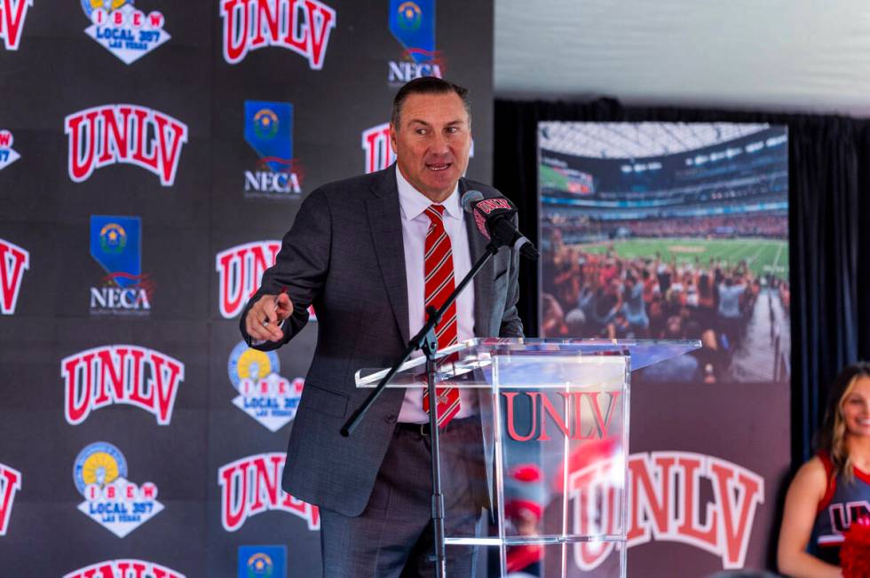 Dan Mullen speaks as he's announced as UNLV's next football coach at the Fertitta Football Comp ...