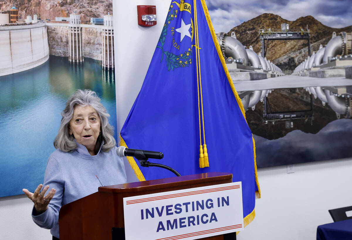 U.S. Rep. Dina Titus speaks during a news conference to announce $60 million in federal funding ...