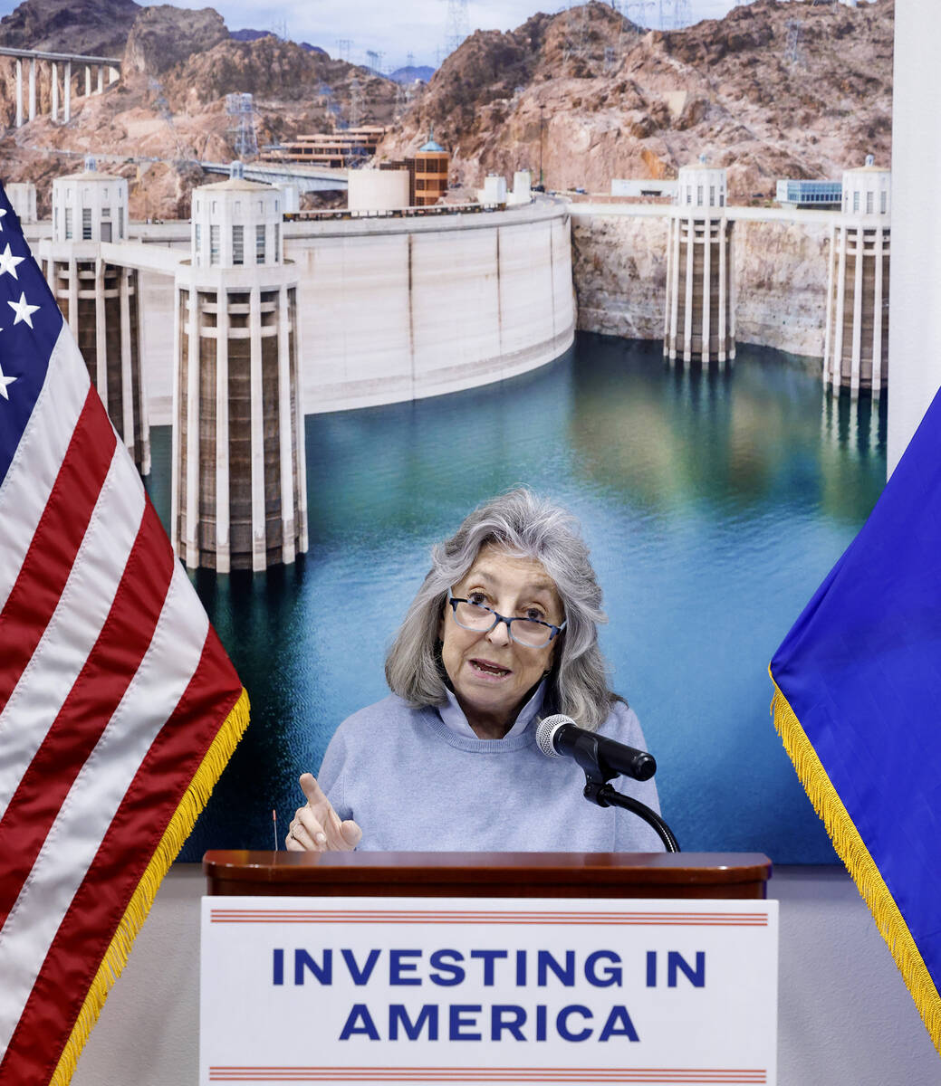 U.S. Rep. Dina Titus speaks during a news conference to announce $60 million in federal funding ...