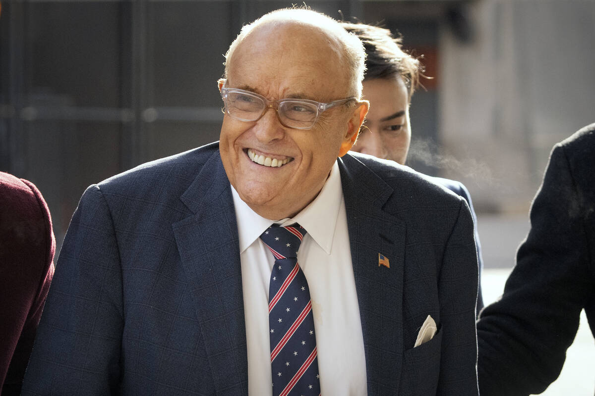 Rudy Giuliani arrives at federal court in Washington, Friday, Jan. 10, 2025. (AP Photo/Mark Sch ...