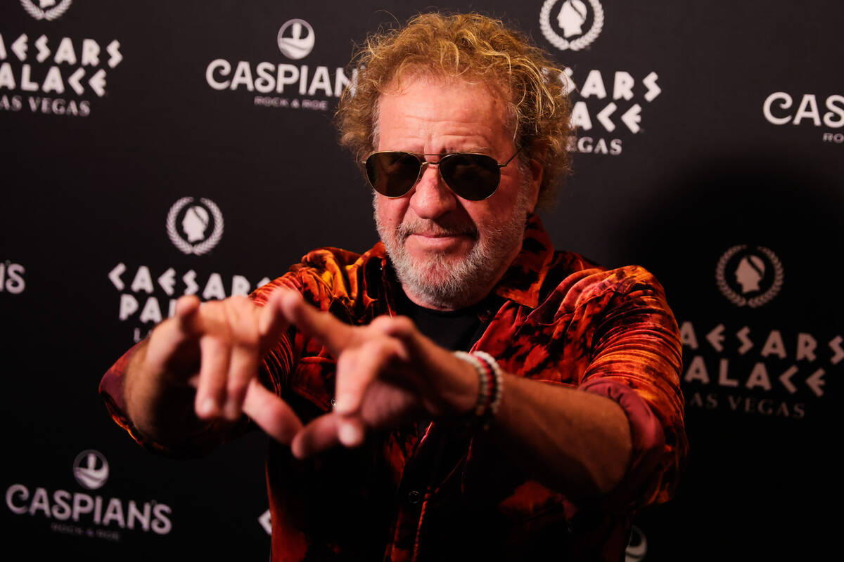 Sammy Hagar poses during the grand opening of Caspian's at Caesars Palace on Friday, Jan. 10, 2 ...