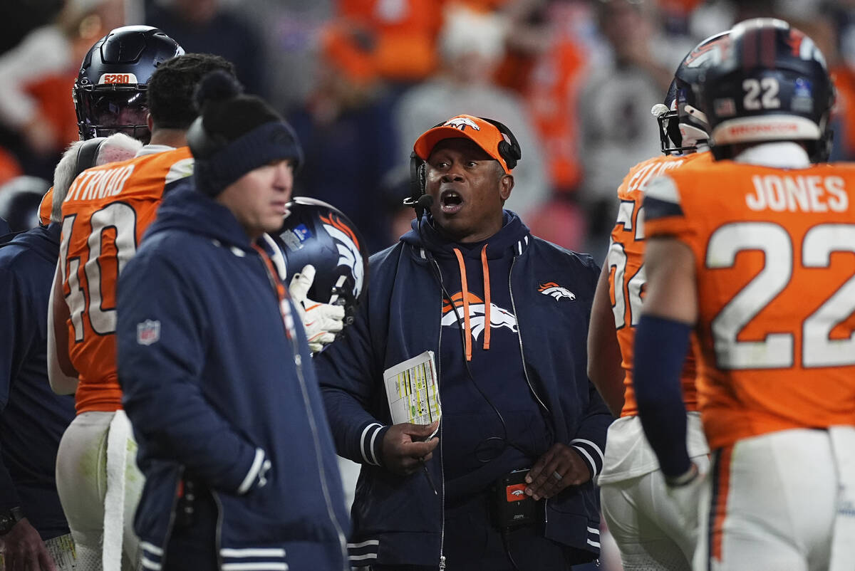 Denver Broncos defensive coordinator Vance Joseph () in the second half of an NFL football game ...