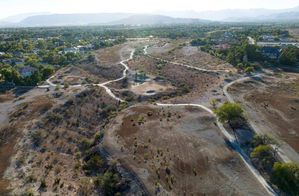 An aerial view of the shuttered Badlands Golf Course, on Tuesday, Oct. 22, 2024, in Las Vegas. ...