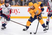 Nashville Predators center Jonathan Marchessault (81) skates the puck against the Washington Ca ...