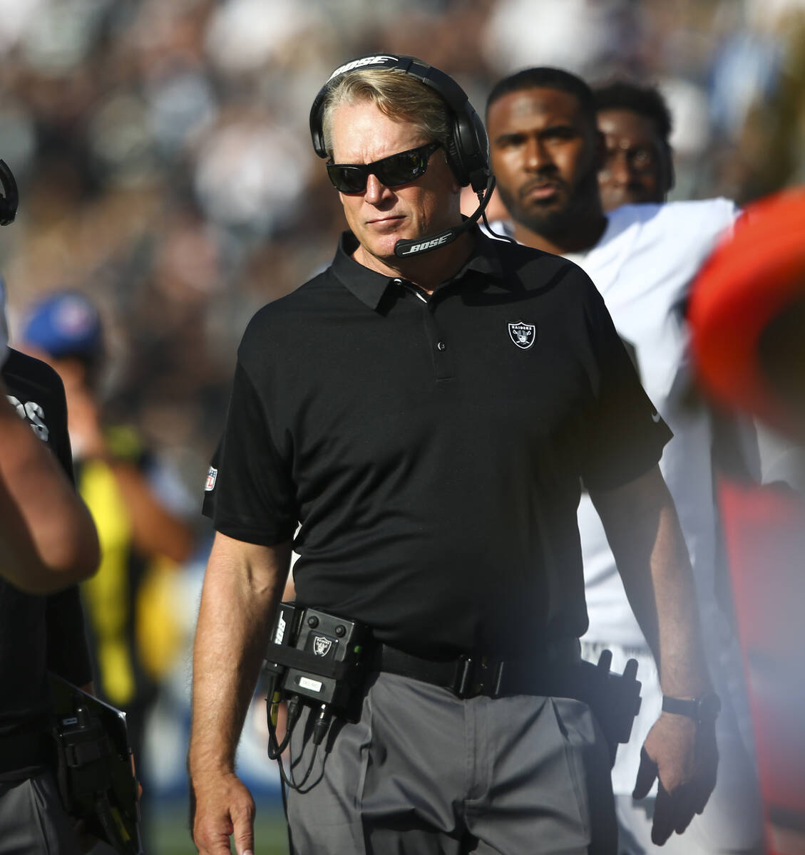 Oakland Raiders head coach Jack Del Rio during an NFL game against the Los Angeles Chargers at ...