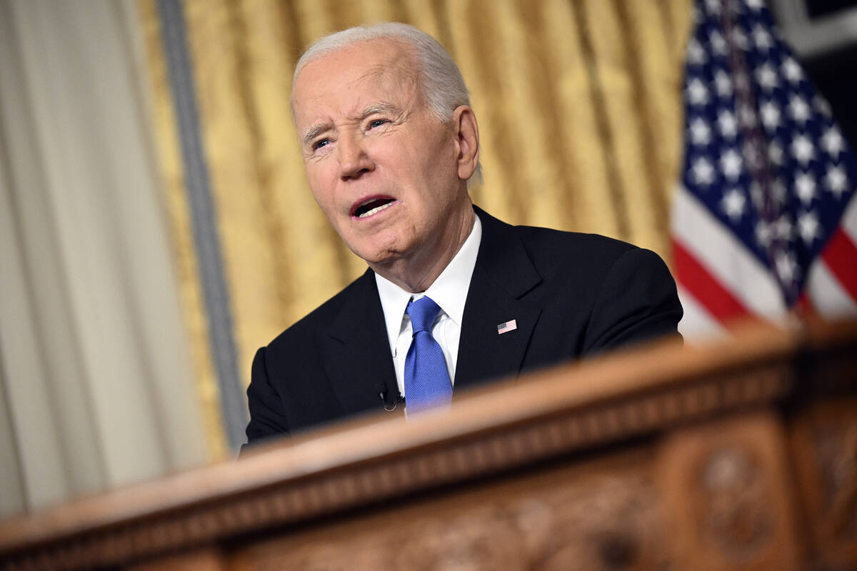 President Joe Biden speaks from the Oval Office of the White House as he gives his farewell add ...