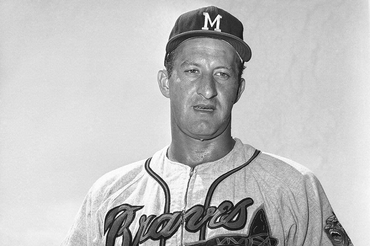 Milwaukee Braves catcher Bob Uecker on April 9, 1964. (AP Photo/HH)