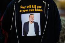 A shirt made for Brandon Durham, who was shot and killed in his home by a Las Vegas police offi ...