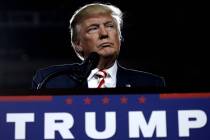 Donald Trump looks on during a campaign rally. REUTERS/Mike Segar