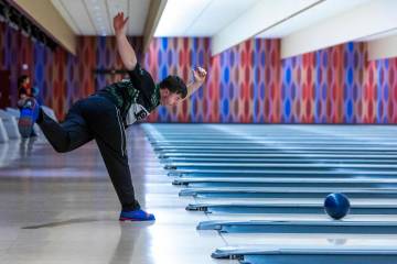 Palo Verde bowler Jack Grossman releases a throw as they take on Liberty for their 5A high scho ...