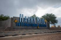 New Harry Reid International Airport signage, Thursday, July 18, 2024, in Las Vegas. (Daniel Ja ...