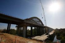 FILE - In this Oct. 9, 2019, file photo, the high speed rail viaduct is under construction over ...