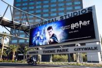 The entrance to Universal Studios in Universal City, California, Aug. 23, 2016. (Photo by Chris ...