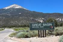 An entrance to Great Basin National Park and Wheeler Peak is seen July 9, 2023, near Baker. (Ca ...