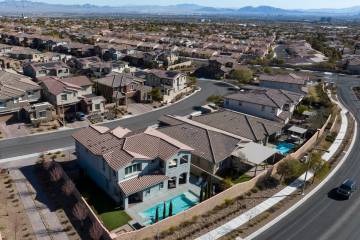 An aerial view of homes at Sarasota, a community planned in The Paseos of Summerlin, on Thursda ...