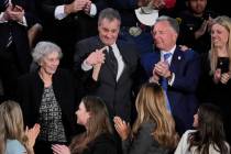 Former hostage Marc Fogel and his mother Malphine, points to Steve Witkoff, special envoy for t ...