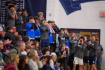 Shadow Ridge students cheer during a high school boys volleyball game between Palo Verde and Sh ...